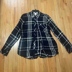 Workshop Republic Clothing Navy and White Plaid Button Down Size Large